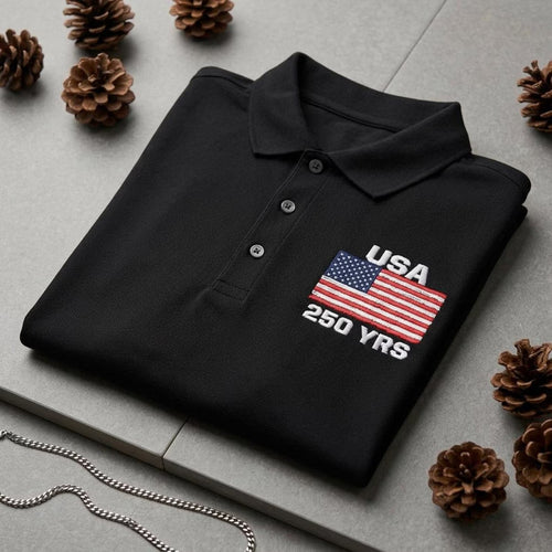 USA 250 Years Patriotic Embroidered Polo Shirt