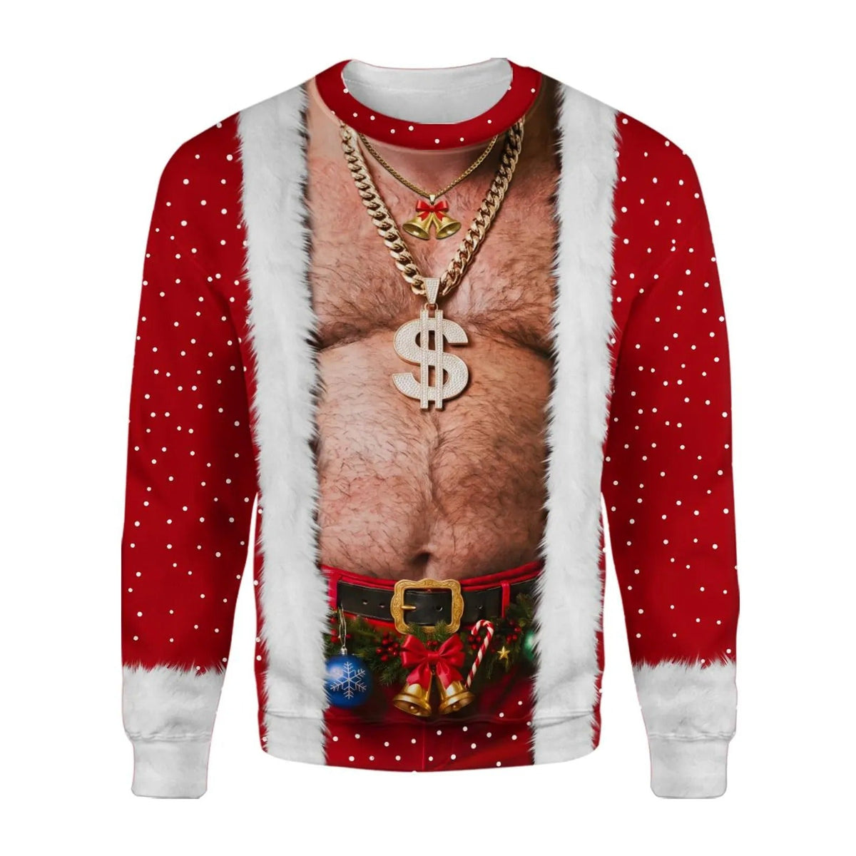 3D Realistic Hairy Santa Funny Christmas Sweatshirt #2