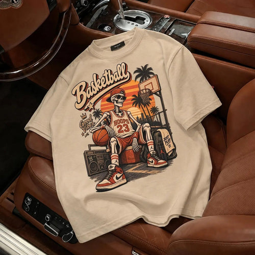 70s Vintage Basketball Skeleton Halloween Shirt