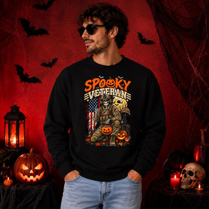 Spooky Veteran Halloween Skeleton Crewneck