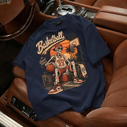 70s Vintage Basketball Skeleton Halloween Shirt