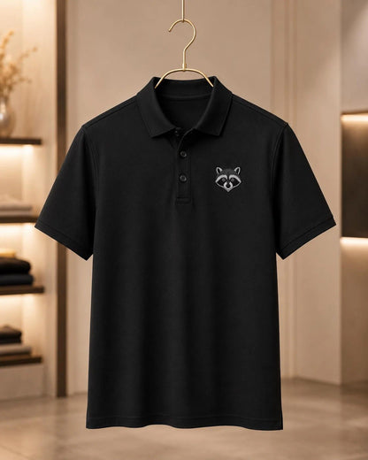 Raccoon Embroidered Wildlife Golf Polo Shirt