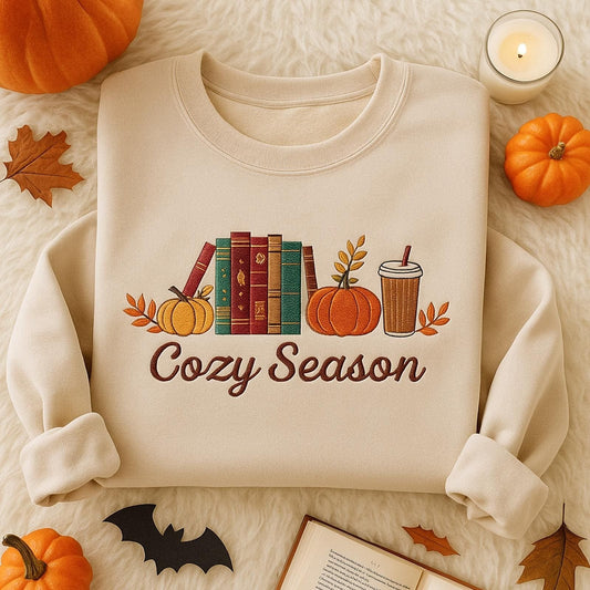 Embroidered Cozy Season Sweatshirt: Vintage Autumn Style