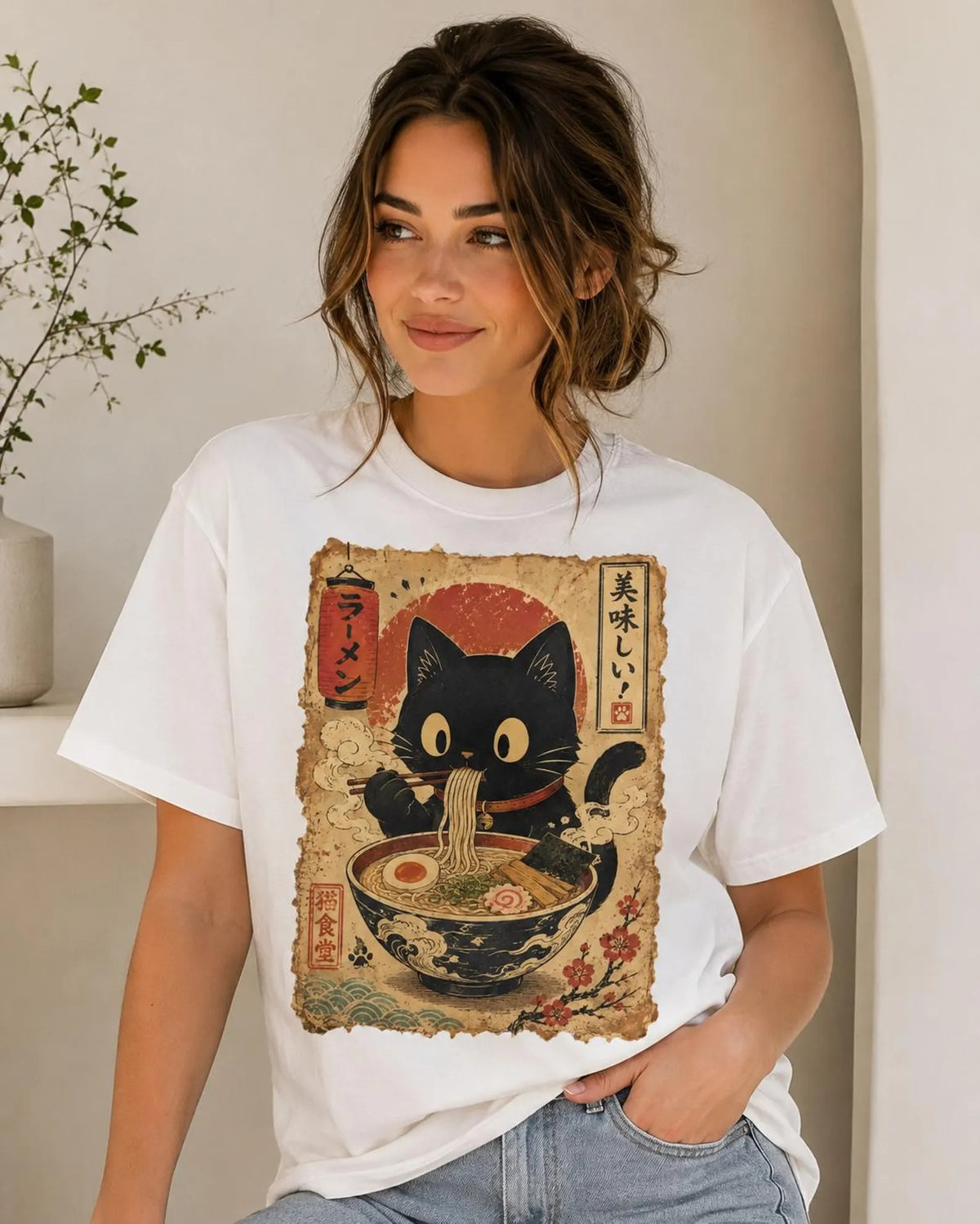 Ramen Black Cat Japanese Food Comfort Colors Shirt