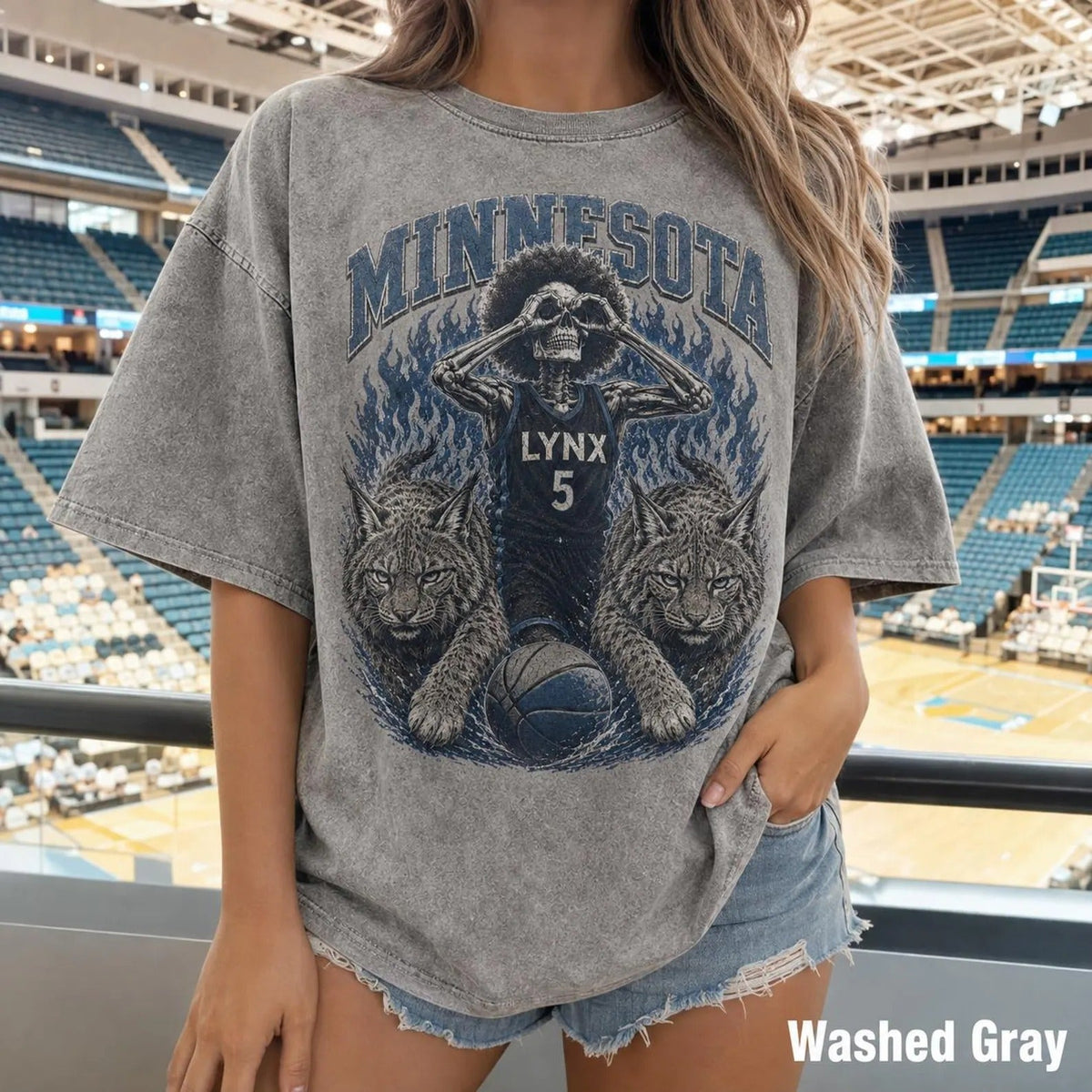 Olivia Miles Vintage 90s Basketball Skull Washed Tee