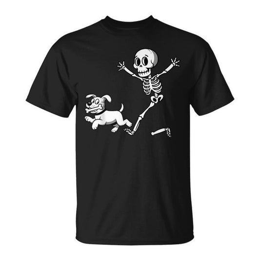 Skeleton Chasing Dog Halloween Shirt