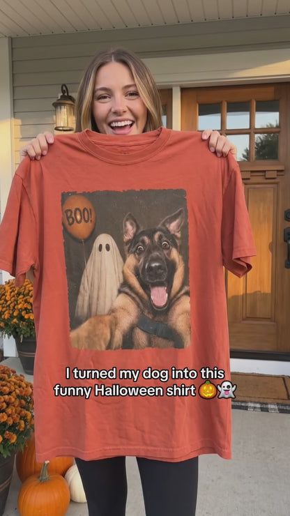 Personalized  Photo Funny Dog Selfie With Boo  Shirt