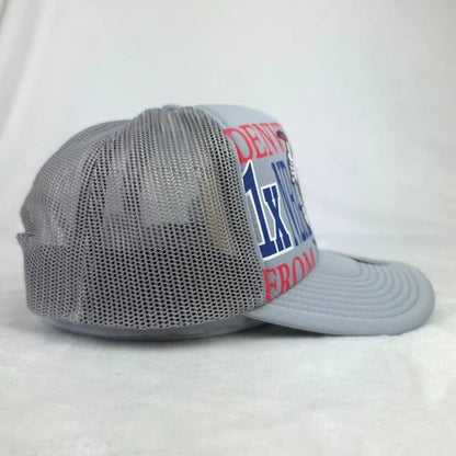 Denver Nugget Puff Print Logo Silver Trucker Hat Cap
