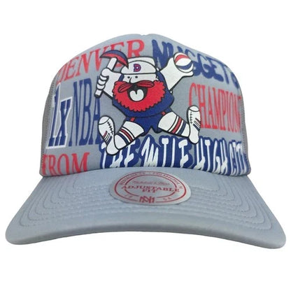 Denver Nugget Puff Print Logo Silver Trucker Hat Cap