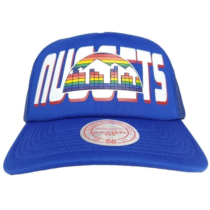 Denver Nugget Print Logo Blue Trucker Hat Cap