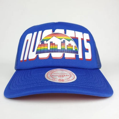 Denver Nugget Print Logo Blue Trucker Hat Cap