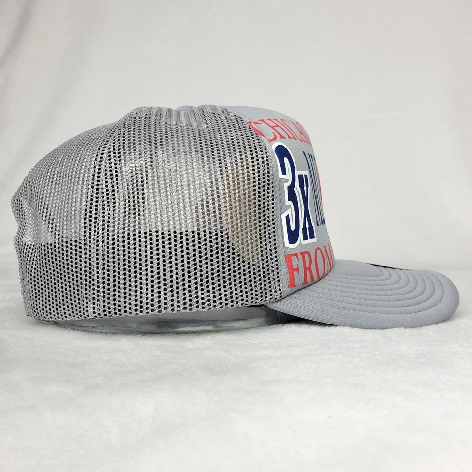 Chicago Cub Puff Print Logo Gray Trucker Cap Hat