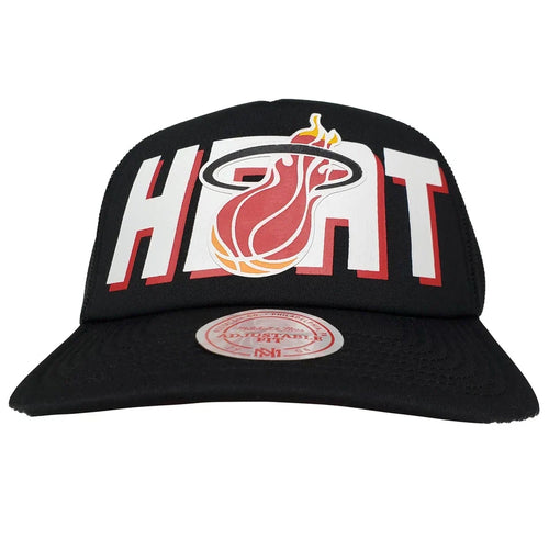 Miami Heat Screen Print Logo Black Trucker Hat Cap