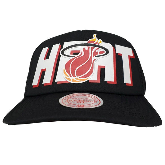 Miami Heat Screen Print Logo Black Trucker Hat Cap