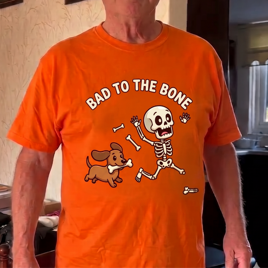 Bad to the Bone Skeleton Dog Halloween Shirt