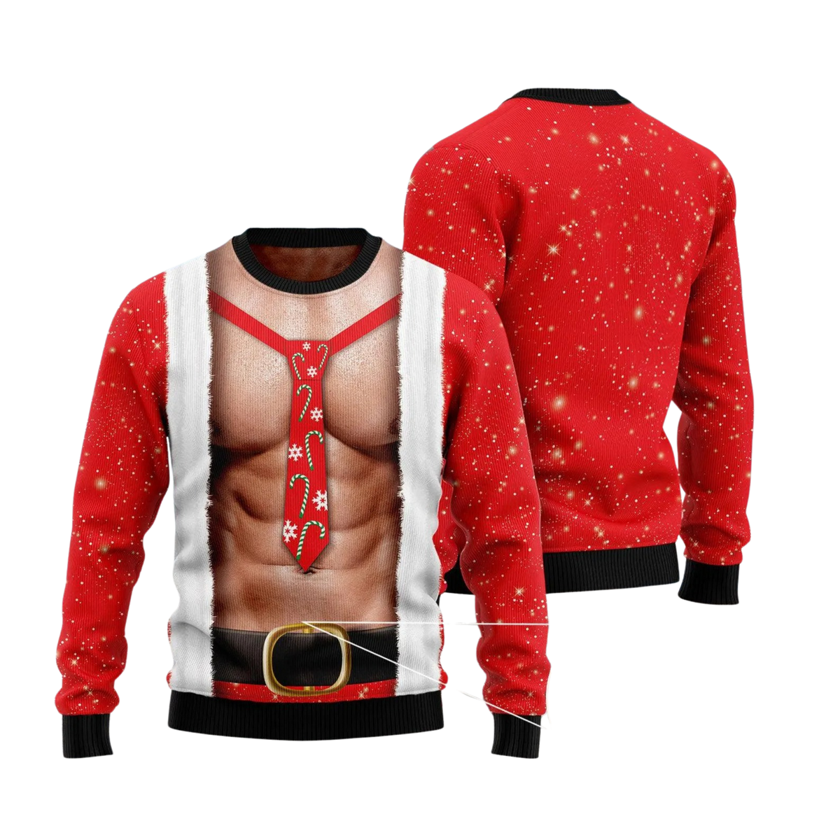 Sexy Santa Abs Funny Christmas Sweater