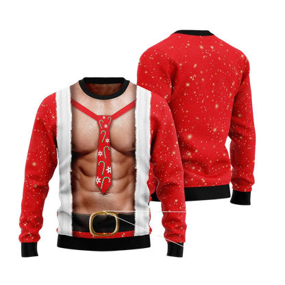 Sexy Santa Abs Funny Christmas Sweater