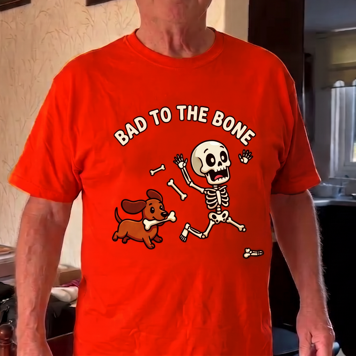 Bad to the Bone Skeleton Dog Halloween Shirt