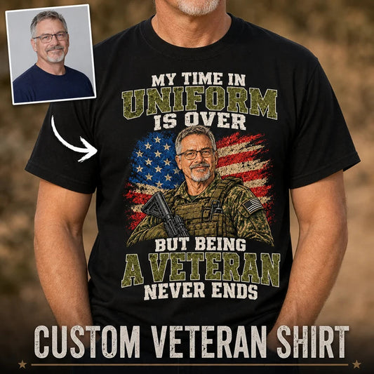Veteran Never Ends Custom Portrait Shirt